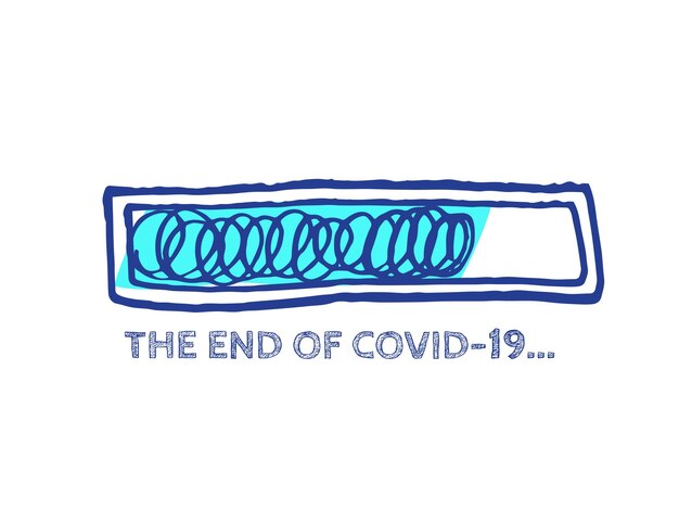Веб-сайт скетч-бар с регулируемой частью заполнения иллюстрация карантина covid-19 вектор ручной загрузчик конец коронавируса прогресс-бар статус инфографический элемент с 90 полным индикатором
