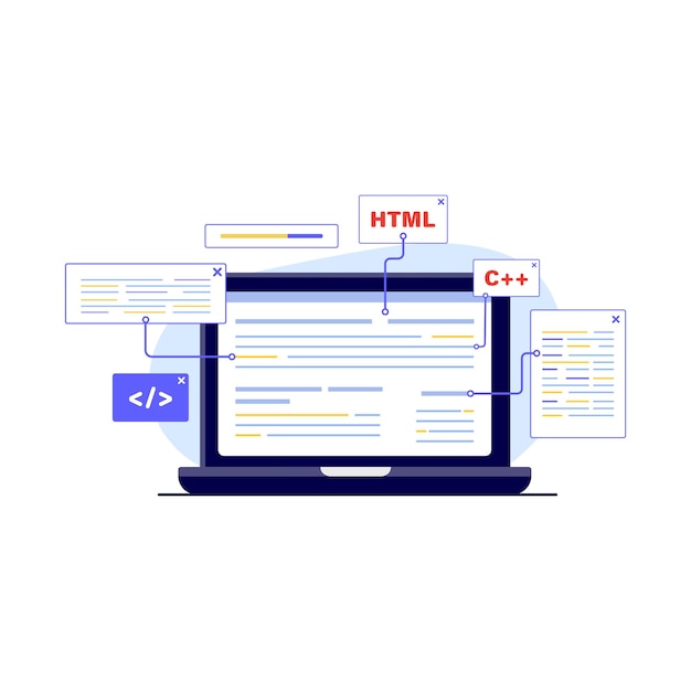 Website or Software Developing Vector Illustration Computer Programming Concept Design