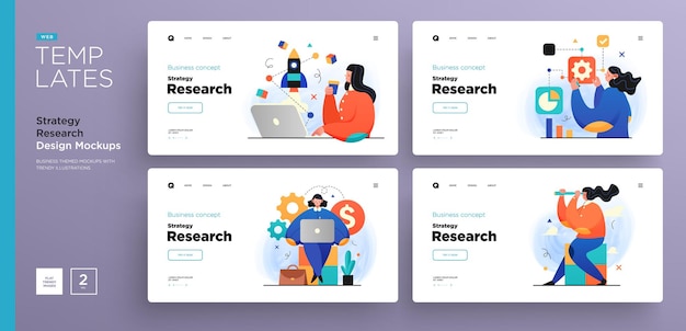 Il modello di sito web progetta layout di pagine web con illustrazioni aziendali moderne