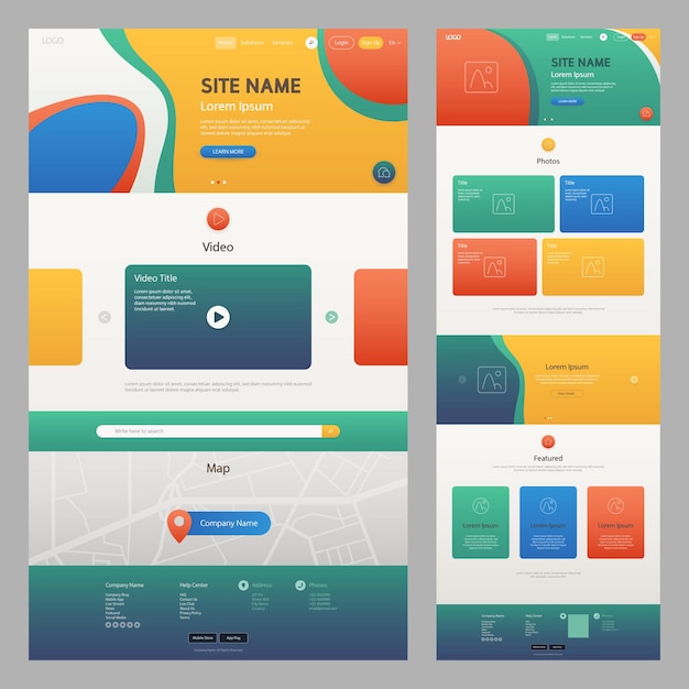 Website template multicolored