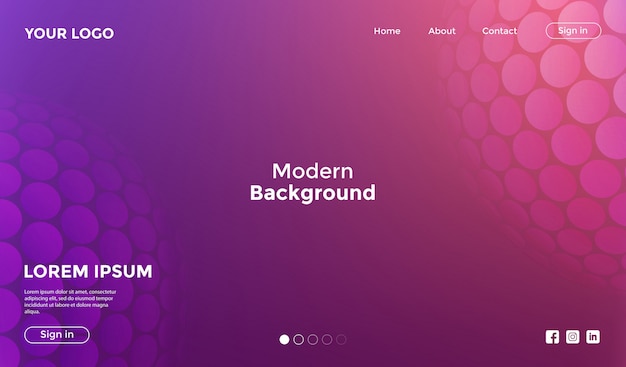 Website template pink with shape geometric background