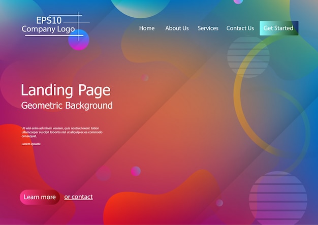 Modello di sito web con sfondo colorato forma geometrica