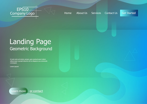 Website template with colorful  geometric shape background