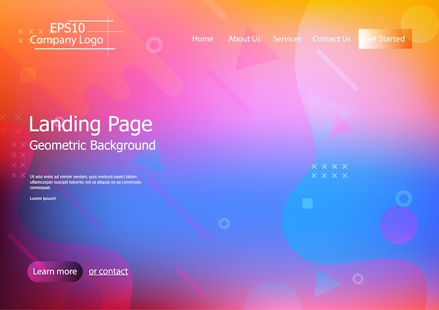 Website template with colorful  geometric shape background 