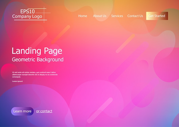 Website template with colorful  geometric shape background