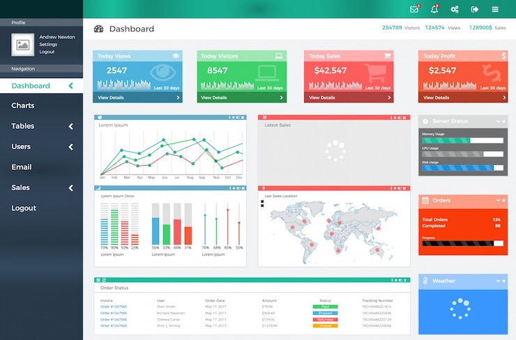 Vector website template with infographic elements