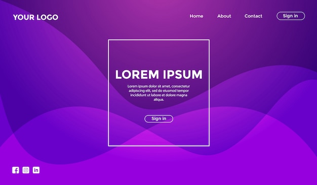 Website template with purple background