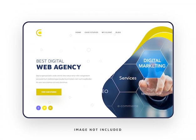 Vector website template with unique shape background