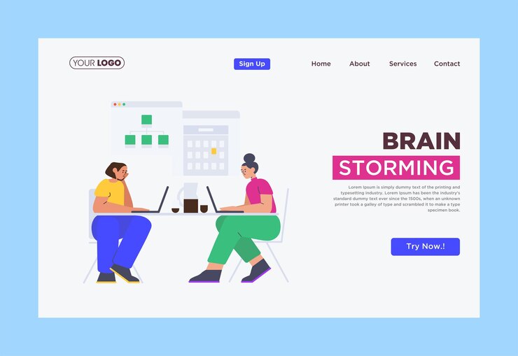 Vector a website that says'brand storming'on it homepage design illustrations vector