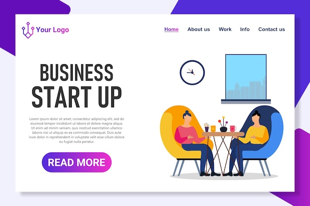 A website that says'business start up'on it