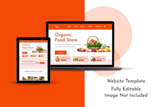 a website that says organic food store on it