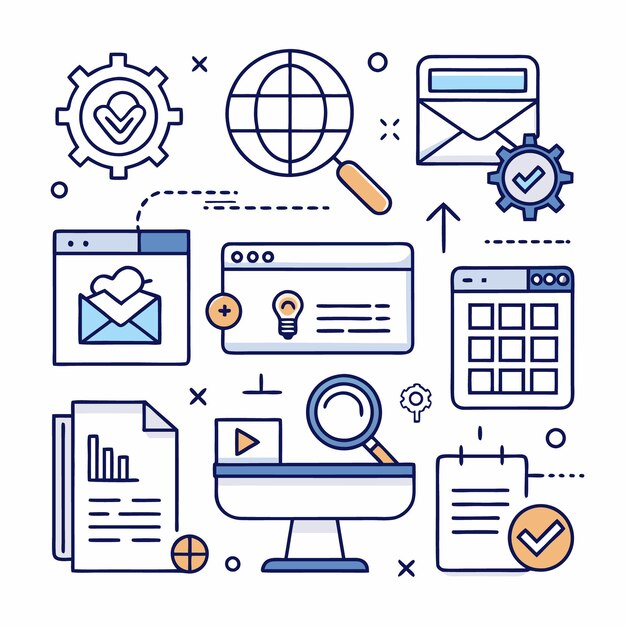 Website thin line icons set Website symbool Webzoek Homepages icoon