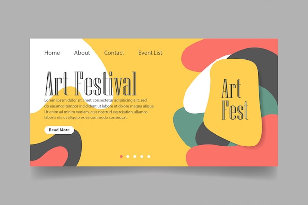 Vector website van bestemmingspagina van kunstfestival