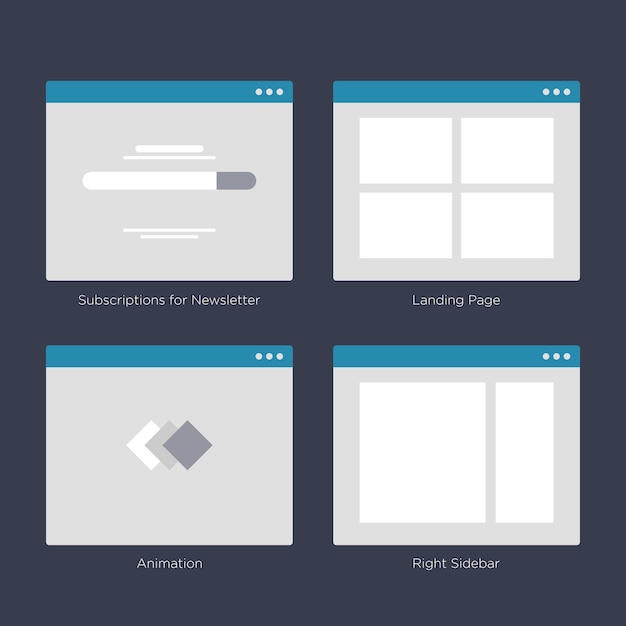 Vector website wireframe layouts ui kits for site map and ux design
