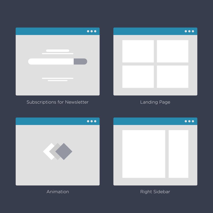 Vector website wireframe layouts ui kits for site map and ux design
