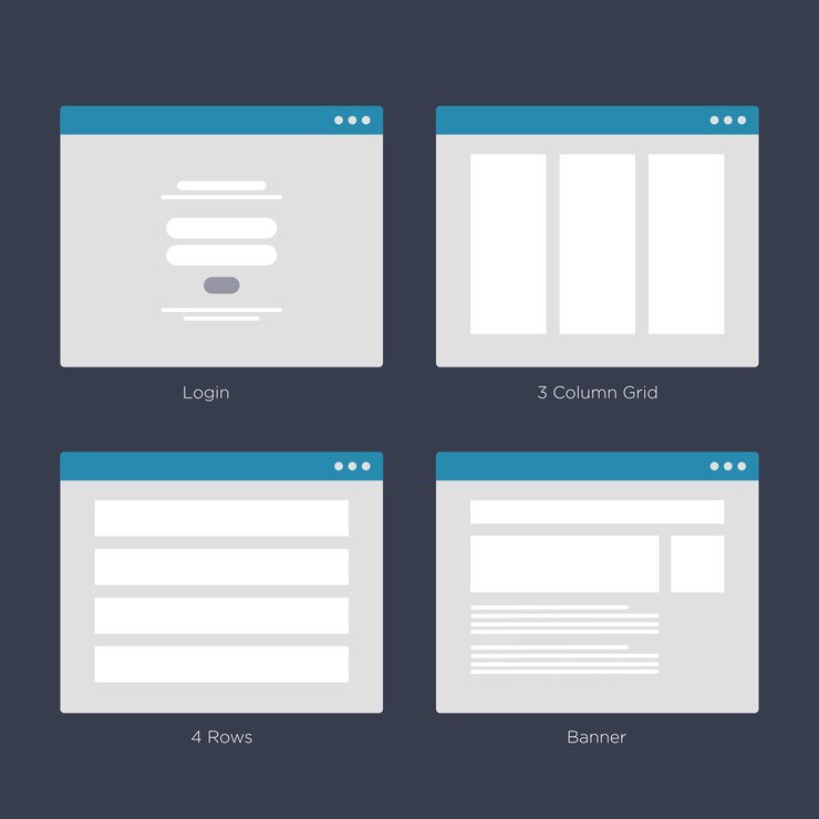 Vector website wireframe layouts ui kits for site map and ux design