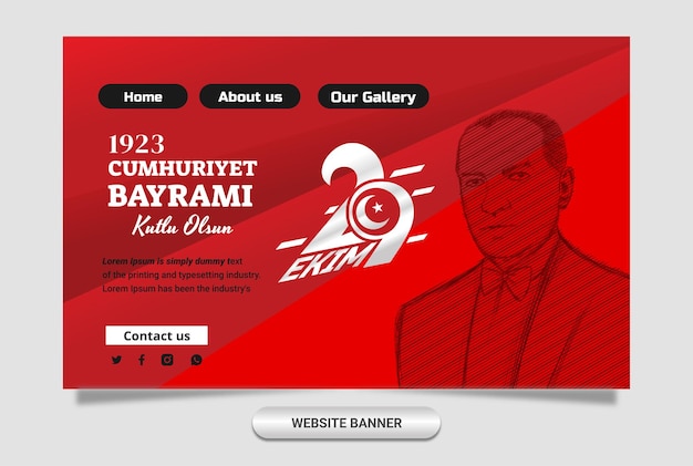 Websitebannerontwerp voor Turkse Republiek Dag 29 Ekim premium websitesjabloon