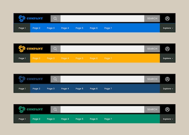 Websitekoptekst, modern en minimalistisch ui ux-concept. Ontwerp van de koptekst van de website in vectorformaat.