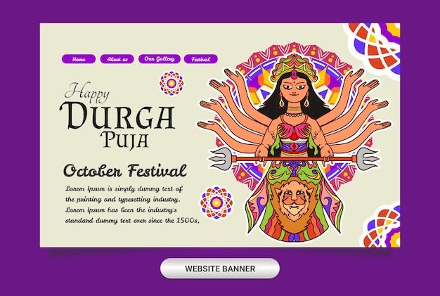 Websiteweergave voor premium websitesjablonen van durga puja festivaldag