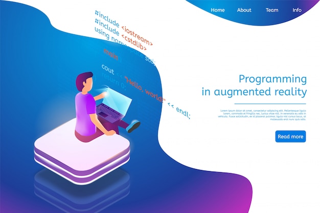 Websjabloon bestemmingspagina voor programmeren in augmented reality
