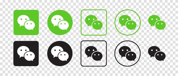 WeChat vector logo icon set Vector illustration