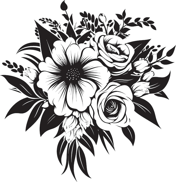 Wedded petal aura bridal bouquet icon bouquet elegance monochrome vector symbol