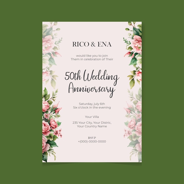 wedding 50 anniversary card template