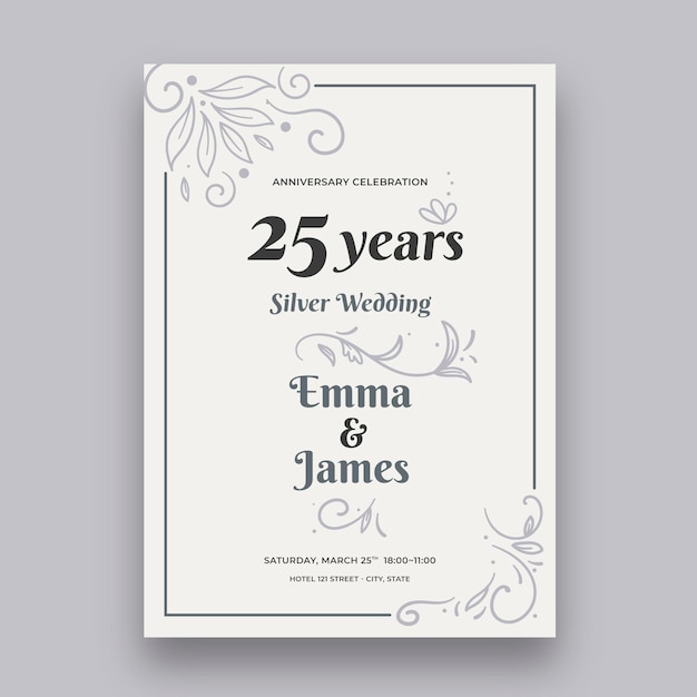 Vector wedding anniversary card template