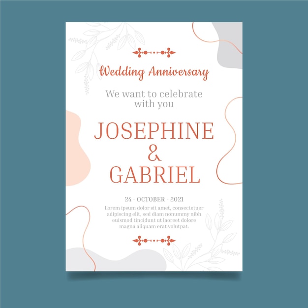 Wedding anniversary card template