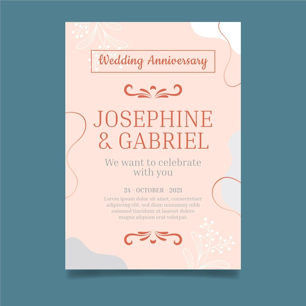 Vector wedding anniversary card template