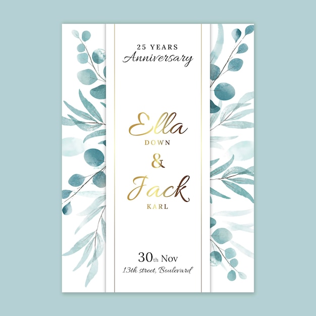 Wedding anniversary card template