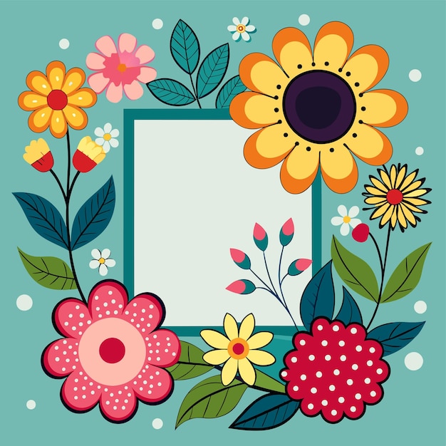 結婚記念日 飾り花のフレーム グリーティングカード 手描きステッカーアイコンのコンセプト