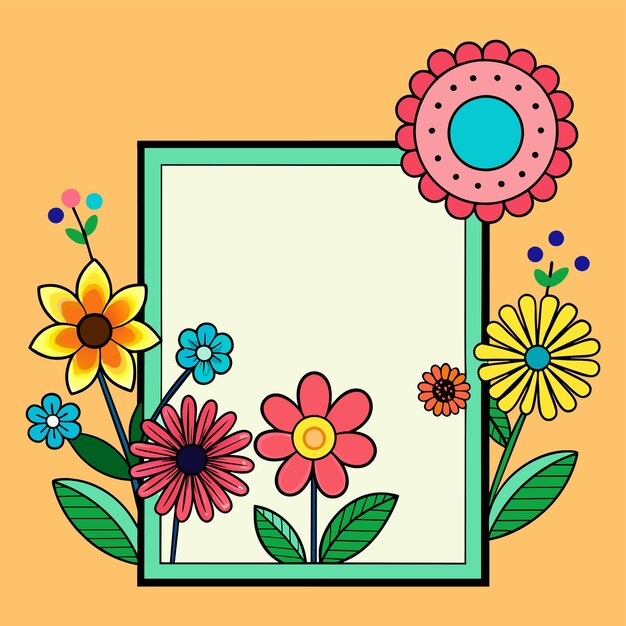 Wedding anniversary decorative floral frame for greeting card hand drawn sticker icon concept