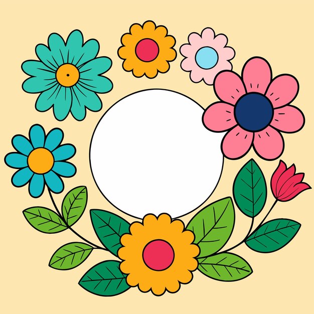 Wedding anniversary decorative floral frame for greeting card hand drawn sticker icon concept