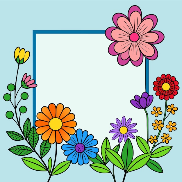 Wedding anniversary decorative floral frame for greeting card hand drawn sticker icon concept