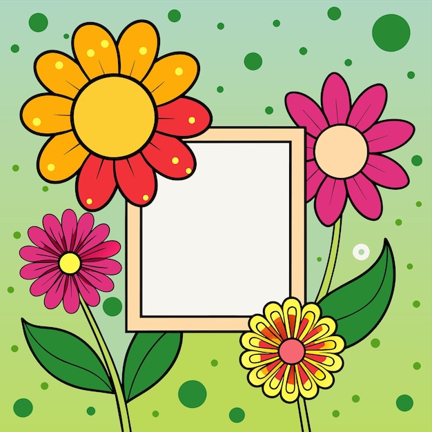 Wedding anniversary decorative floral frame for greeting card hand drawn sticker icon concept