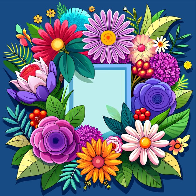 Vector wedding anniversary decorative floral frame for greeting card hand drawn sticker icon concept