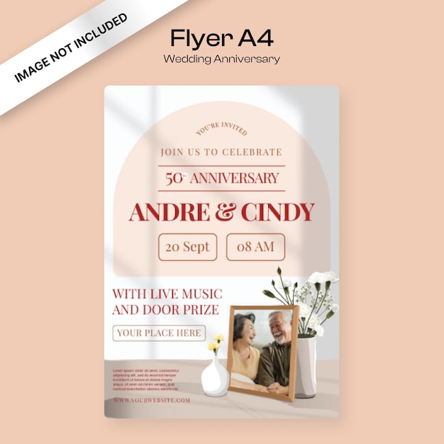 Vector wedding anniversary flyer template