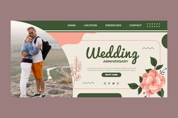 Vector wedding anniversary landing page