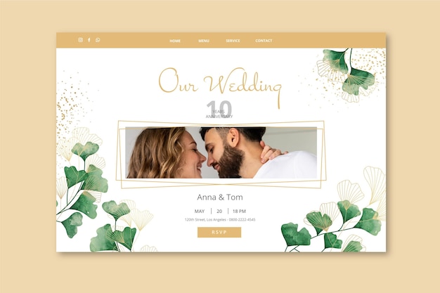 Vector wedding anniversary landing page