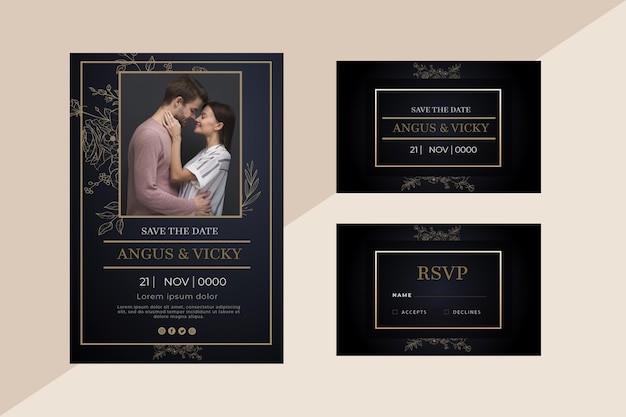 Vector wedding anniversary stationery collection