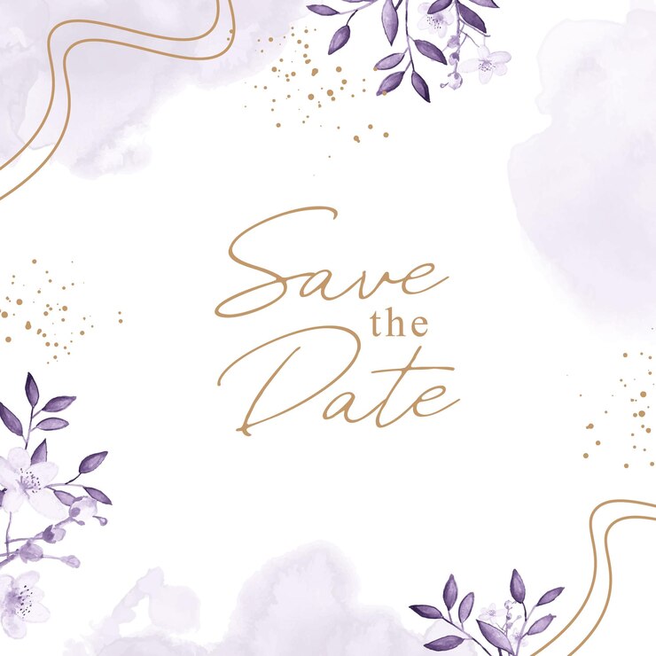 Wedding background template with purple watercolor