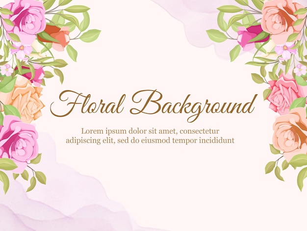 Wedding Background With Flowers and Leaves Template