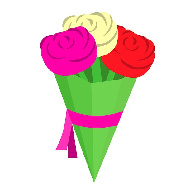 Vector wedding bouquet isometric 3d icon small bouquet of flowers on a white background