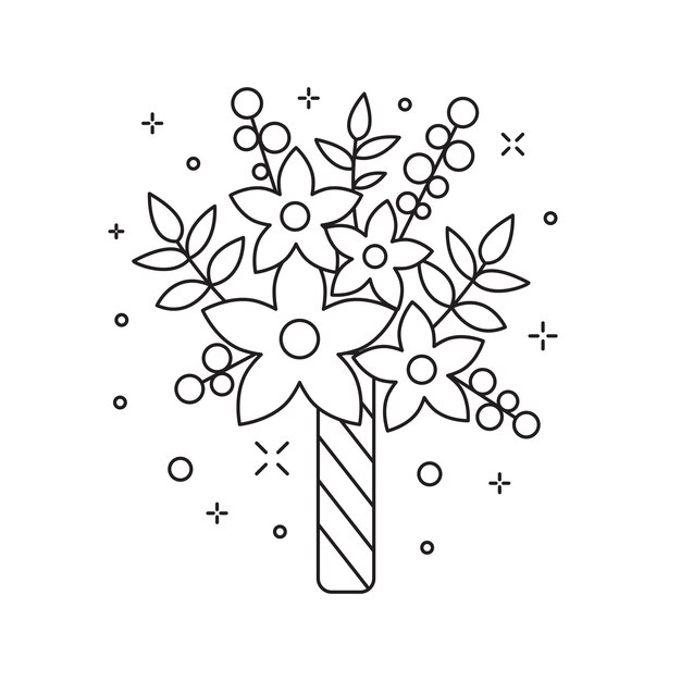 Wedding Bridal Bouquet Icon in Line Art