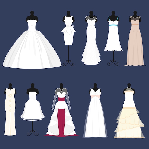 Vector wedding bride dress celebration