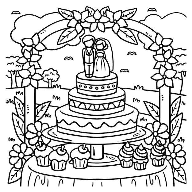 Wedding Cake Coloring Page for Kids