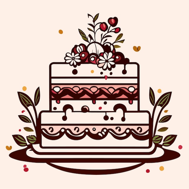 Vettore illustrazione vettoriale di doodle di torta nuziale