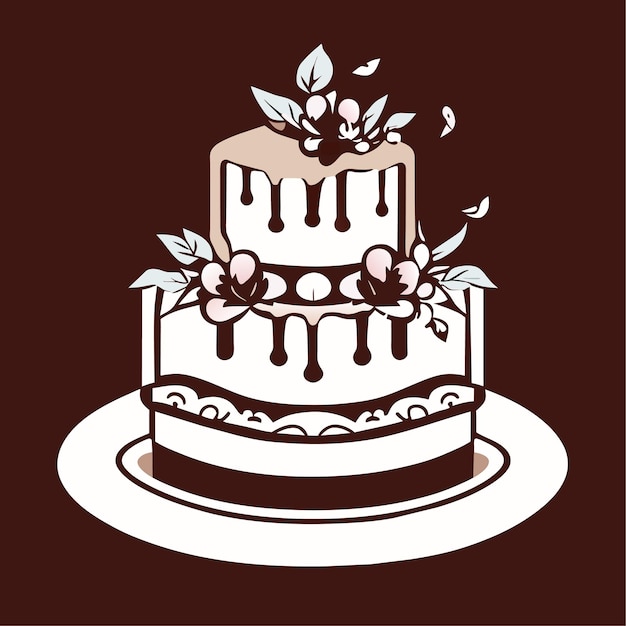 Wedding cake doodle vector illustration