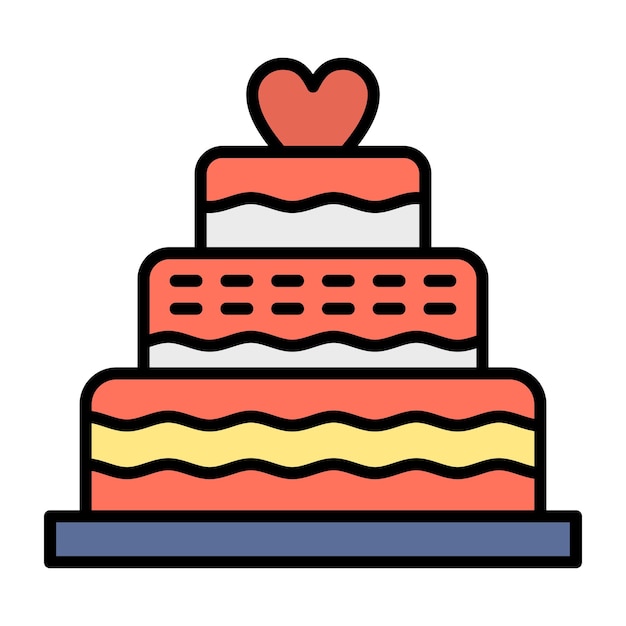 Wedding Cake Flat Illustration